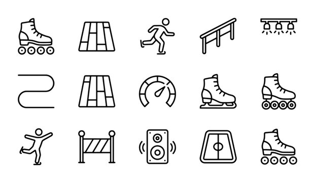 Roller Skate Icons, Ice Skate Icons, Sports Equipment Vector Set