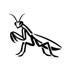 Logo con dibujo minimalista con líneas de una mantis religiosa vista de perfil  © teracreonte