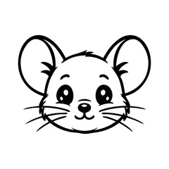Logotipo con dibujo minimalista con líneas de la cabeza de un ratón adorable  © teracreonte