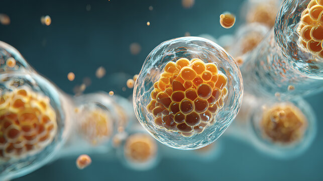 Fat cells structure close up adipose tissue metabolism concept