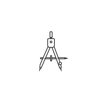 Engineering drafting compass line art icon with drafting engineering geometry