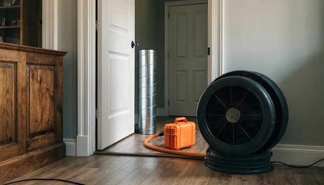Professional Water Damage Restoration and Drying Equipment Illustration