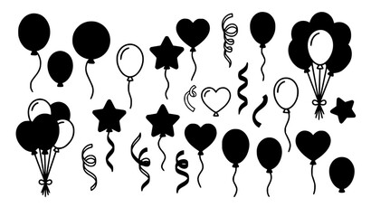 Mixed style balloon icon set vector colorful celebration decoration symbols isolated on white © MdMiraz