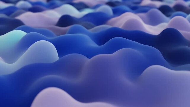 Abstract Blue Purple Waves Create Surreal Smooth Colorful Forms.