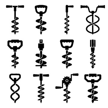Variety of ice auger drill bits.