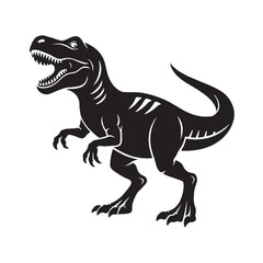 Obraz premium Tyrannosaurus Rex black vector silhouette, prehistoric dinosaur mascot with sharp teeth, roaring T-Rex predator icon for logo design and apparel