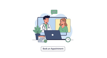 Fototapeta premium Online Doctor Consultation: Doctor and Patient Video Call for Telemedicine Appointment