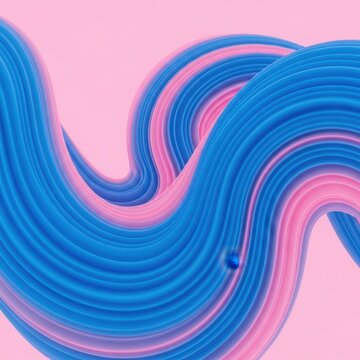 Abstract design showcasing fluid motion with dynamic swirling waves of vibrant electric blue merging smoothly with complementary pastel pink, pastel, violet, pattern