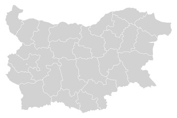 Fototapeta premium Grey with White Outline Bulgaria Map with District Borders Europe Country