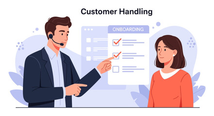Fototapeta premium Customer Service Onboarding Process Illustration