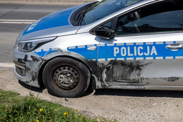 Wypadek radiowozu policyjnego pościg za sprawcą. © FotoDax