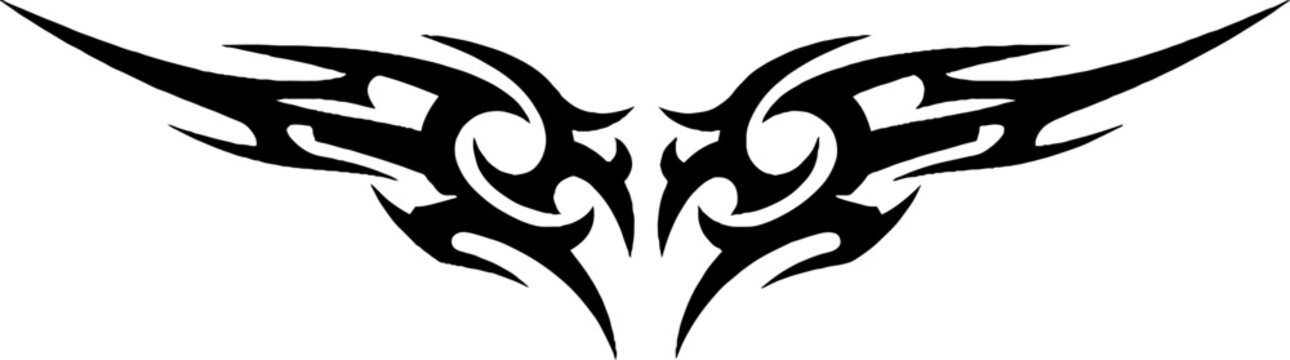 Symmetrical tribal wing tattoo graphic design