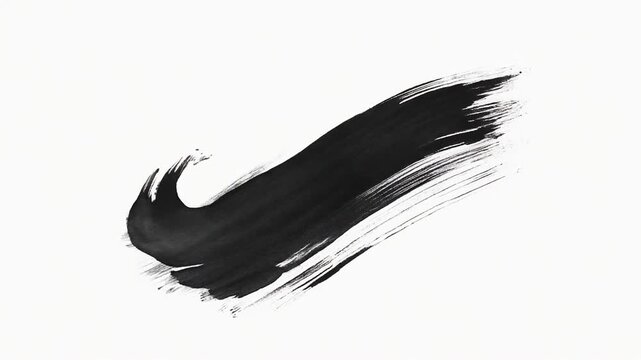 Black Ink Brush Stroke Animation on White Background
