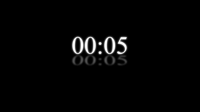 10 to 0 secant countdown animation on black background. 10  secant timer on stopwatch on black background.