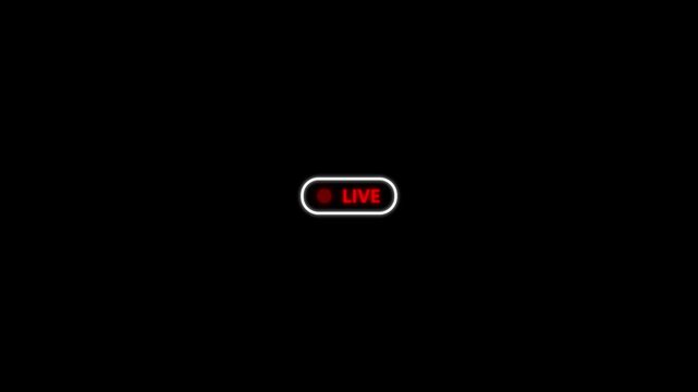 Live streaming sign icon animation, online camera recording overlay animation, Red live streaming symbol, live streaming, broadcasting, online stream 4K Alpha channel