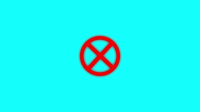 Abstract red x error icon animated against background indicating failed process or cancellation
