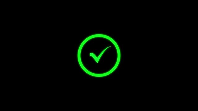 Check mark animation. check mark animation motion. Animated tick mark icon. Green color simple approved 4k video.