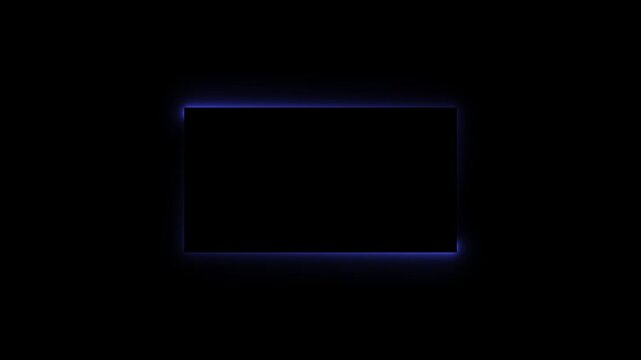 Abstract glowing neon light rectangle border frame animation, Futuristic light effect isolated on black Background