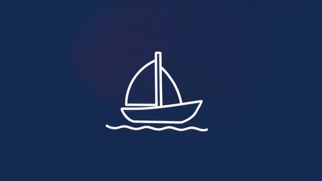 Minimalist Line Art Sailboat Animation on Dark Background