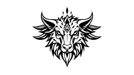 Obraz premium Wolf Black Tattoo Isolated on White Background Illustration