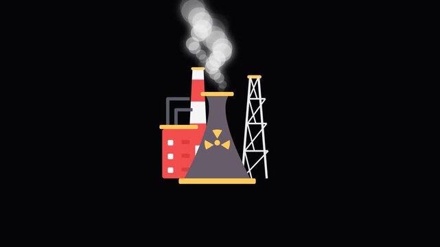 Radioactive  Industrial factory with smoke stack.