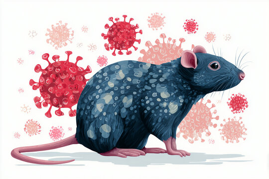 Vector Rat Carrying Virus with White Background. Hantavirus