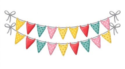 Obraz premium Colorful polka dot bunting garland for party decorations
