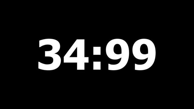 40 Second Countdown Timer Animation with Digital Clock, Futuristic Stopwatch Countdown, Motion Graphics for Video Intro, Stream Overlay, Presentation and YouTube