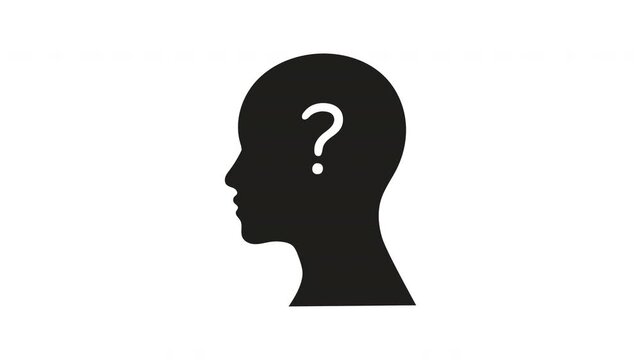 Silhouette Of Human Head With Question Mark Symbol Representing Thought Uncertainty And Identity