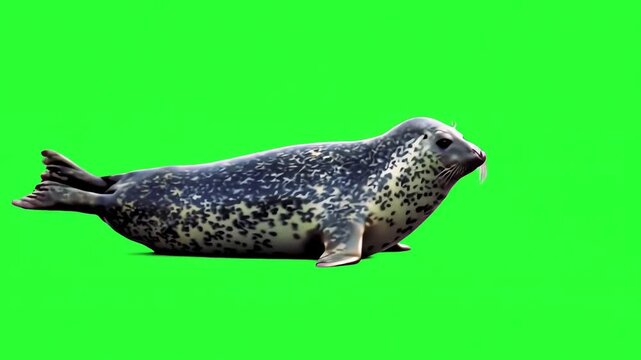Spectacular Seal Silhouette On Bright Green Screen.