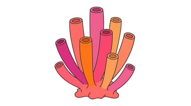 Stylized Pink and Orange Tubular Sea Sponge Cluster