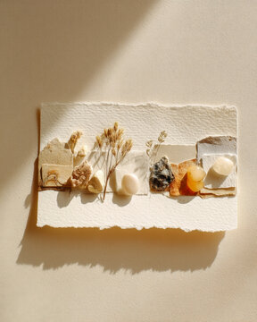 Botanical Handmade Paper Display for Eco Packaging and Natural Product Branding