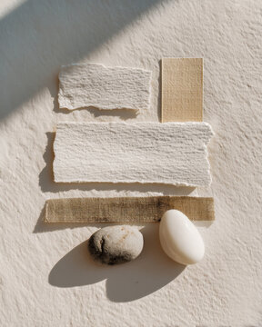 Neutral Handmade Paper Stack For Wedding Stationery And Brand Mockups