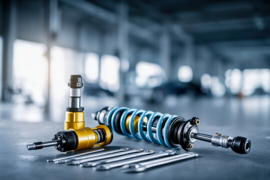 Yellow Coilover Suspension Kit for Automotive Performance and Repair Ads