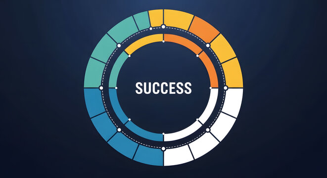 Circular progress bar infographic with word SUCES in the center