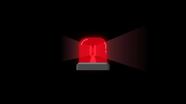 Animated red emergency siren with flashing warning light and rotating beacon effect isolated on transparent background for alert, police, danger, and emergency projects.