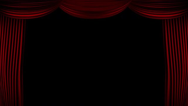 Professional theater red velvet curtains opening transition. Includes green screen chroma key and luma matte mask versions for seamless video editing and production overlay