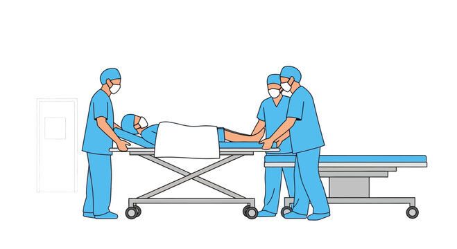 Medical Team Moving Patient on Stretcher into Operating Room