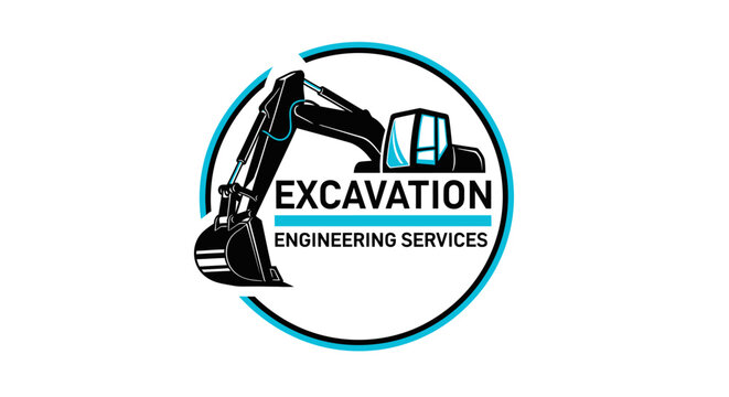 Excavation Engineering Services Logo with Excavator Machine.
