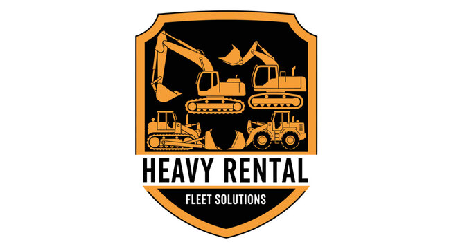 Heavy Rental Fleet Solutions logo with construction machinery.