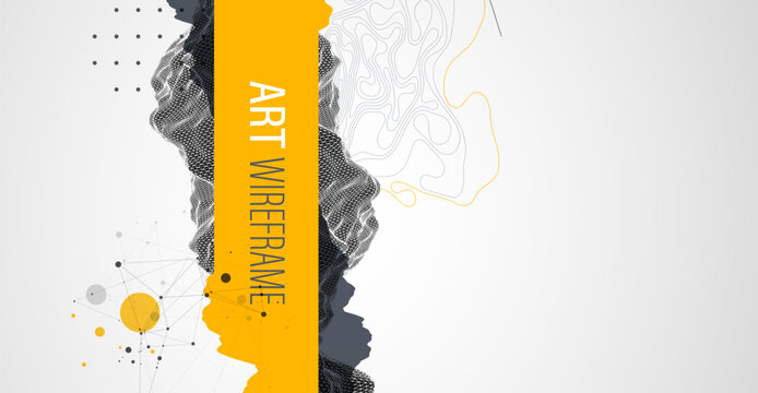 Trendy abstract wireframe background. Mountain art elements. Surface illustration. Vector.