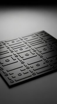 Black, raised, grid pattern panel, embossed design, industrial texture