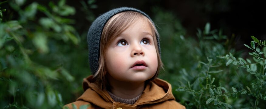 a child's expression of pure wonder in awe of nature's beauty outdoors