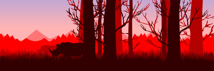 Warm red evening wildlife presentation backdrop © FahrizalNurMuhammad