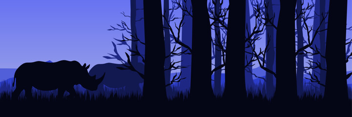 Dark blue wild forest rhino landscape background © FahrizalNurMuhammad