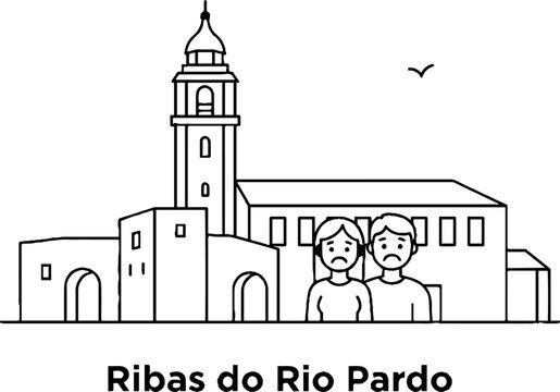 Sad People and Landmark Tower in Ribas do Rio Pardo
