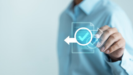 Fototapeta premium Digital refund confirmation and secure online payment approval concept with financial transaction validation for ecommerce and modern business systems.