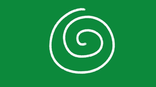Hand Drawn Circular Swirl Animation Green Screen White Doodle Vortex Motion Graphic