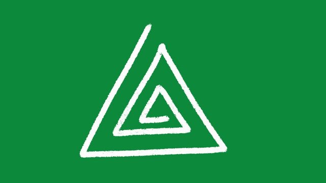 Hand Drawn Triangle Spiral Animation Green Screen White Doodle Pyramid Motion Graphic