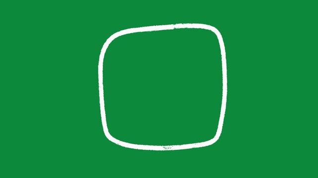 Hand Drawn Rounded Square Animation Green Screen White Doodle Border Motion Graphic